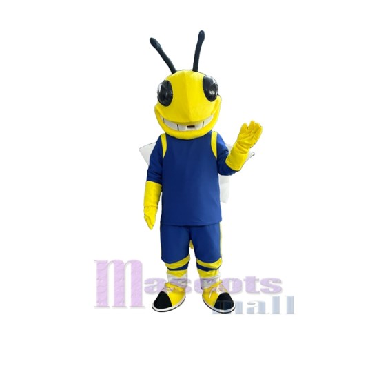 Hornet in Blue T-shirt Mascot Costume Insect