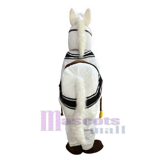 White New 2 Person Horse Mascot Costume Animal