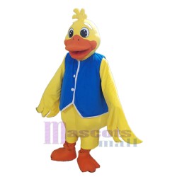 Yellow Duck in Blue Vest Mascot Costume Animal