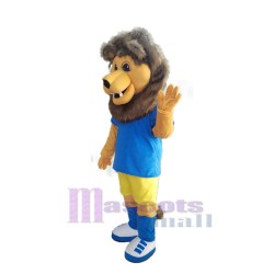 Lion en T-shirt bleu roi Déguisement de mascotte Animal