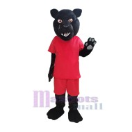 Panthère en T-shirt rouge Déguisement de mascotte Animal