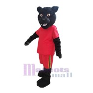 Panther in Red T-shirt Mascot Costume Animal