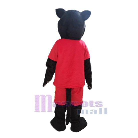 Pantera en camiseta roja Disfraz de mascota Animal