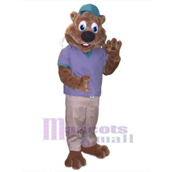 Beaver with Blue Cap Mascot Costume Animal