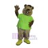 Beaver in Green T-shirt Mascot Costume Animal