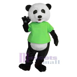 Panda in Green T-shirt Mascot Costume Animal
