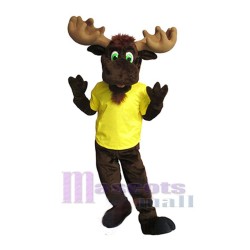 Moose in Yellow T-shirt Mascot Costume Animal