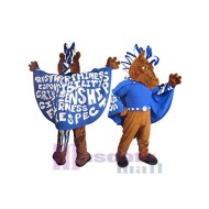 Moose with Blue Cape Mascot Costume Animal