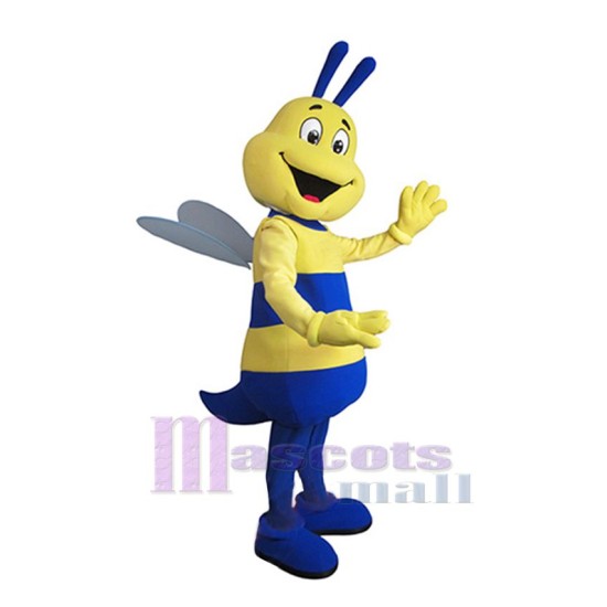 Blaue und gelbe Biene Maskottchenkostüm Insekt