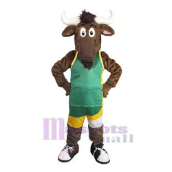 Bull in Green Vest Mascot Costume Animal
