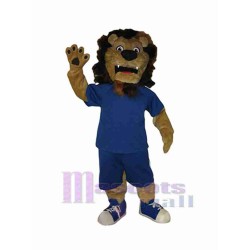 Lion en tee-shirt bleu Mascotte Costume Animal