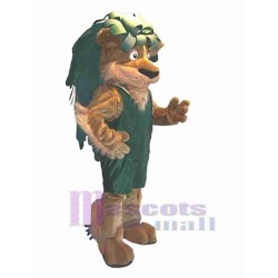 Lion in Green Vest Mascot Costume Animal