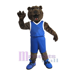 Bear in Blue Vest Mascot Costume Animal