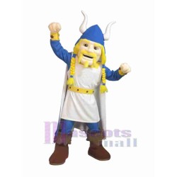 Blue and White Viking Mascot Costume People