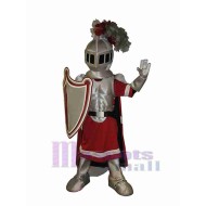 Red and Silver Knight Mascot Costume People