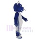 College Blue Bull Mascot Costume Animal in White Jersey