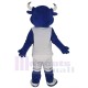 College-Blau Stier Maskottchen-Kostüm Tier in weißem Jersey