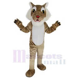 Brown Wildcat Mascot Costume Animal with Red Nose