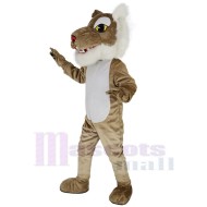 Brown Wildcat Mascot Costume Animal with Red Nose