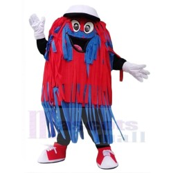 Lächelnde blaue und rote Autowäsche-Reinigungsbürste Maskottchen-Kostüm