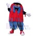 Smiling Blue and Red Car Wash Cleaning Brush Mascot Costume