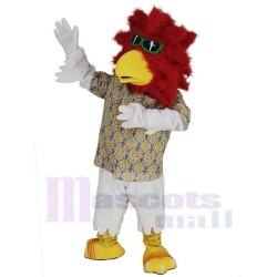 Coq à tête rouge Mascotte Costume Animal porter des lunettes de soleil