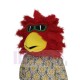 Roter Haupthahn Maskottchen-Kostüm Tier eine Sonnenbrille tragen