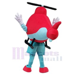 Helicopter Mascot Costume Cartoon with Black Propeller