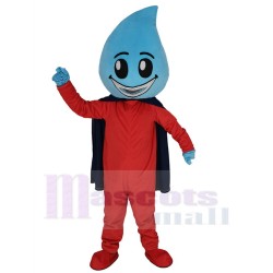 Wassertropfen Superman Maskottchen-Kostüm mit dunkelblauem Umhang