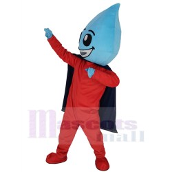 Water Drop Superman Mascot Costume with Dark Blue Cloak