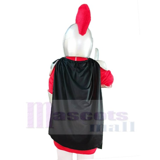Crusader Knight in Black Cloak Mascot Costume People