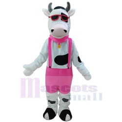 Mootown Moo Cow porter des lunettes de soleil Mascotte Costume Animal