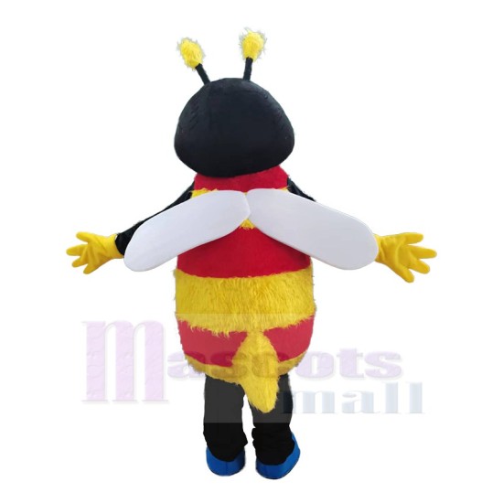 Happy Red Nose Bee Mascot Costume Insect