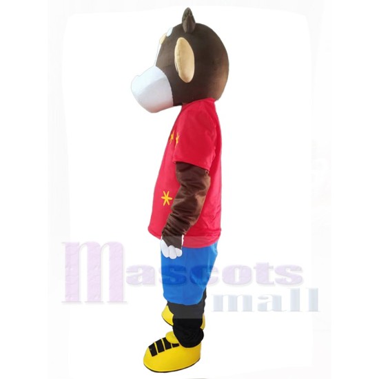 Camiseta roja divertida Mono Disfraz de mascota Animal