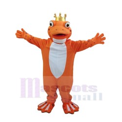 Orange Frosch trägt Krone Maskottchen-Kostüm Tier