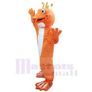 Grenouille orange porter couronne Mascotte Costume Animal