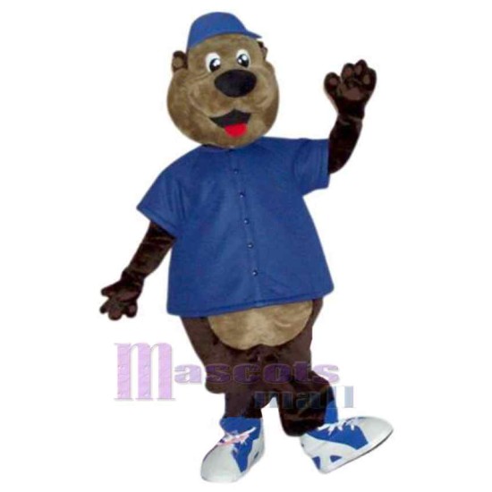 Bear with Blue Hat Mascot Costume Animal