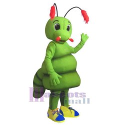 Cute Green Worm Mascot Costume Insect