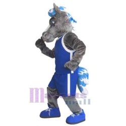 Mustang-Pferd in blauer Weste Maskottchen-Kostüm Tier