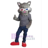 Cool Gray Cat Mascot Costume Animal