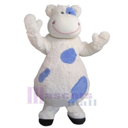Blue and White Cow Mascot Costume Animal