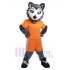 Husky Dog in Orange Clothes Mascot Costume Animal