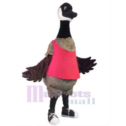 Goose in Pink Vest Mascot Costume Animal