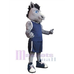Pferd mit blauer Weste Maskottchen-Kostüm Tier