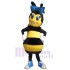 Biene mit blauem Bowknot Maskottchen-Kostüm Insekt