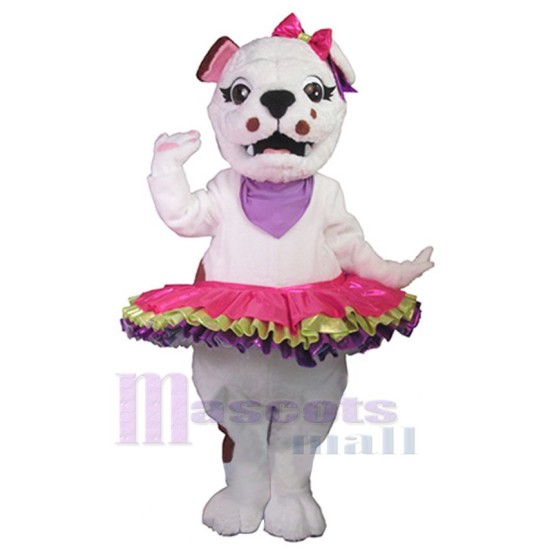 Bulldogge-Hund mit Rock Maskottchen-Kostüm Tier