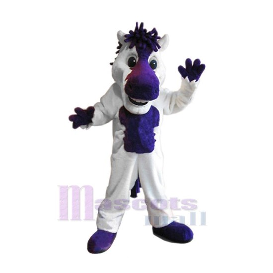 Blanc et violet Cheval mustang Mascotte Costume Animal