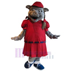 Schwein im roten Kleid Maskottchen-Kostüm Tier