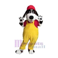 Hund mit gelben Overalls Maskottchen-Kostüm Tier