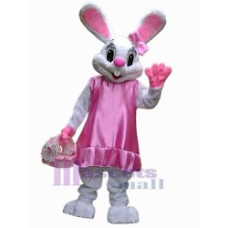 Pink Dress Easter Bunny Mascot Costume Animal